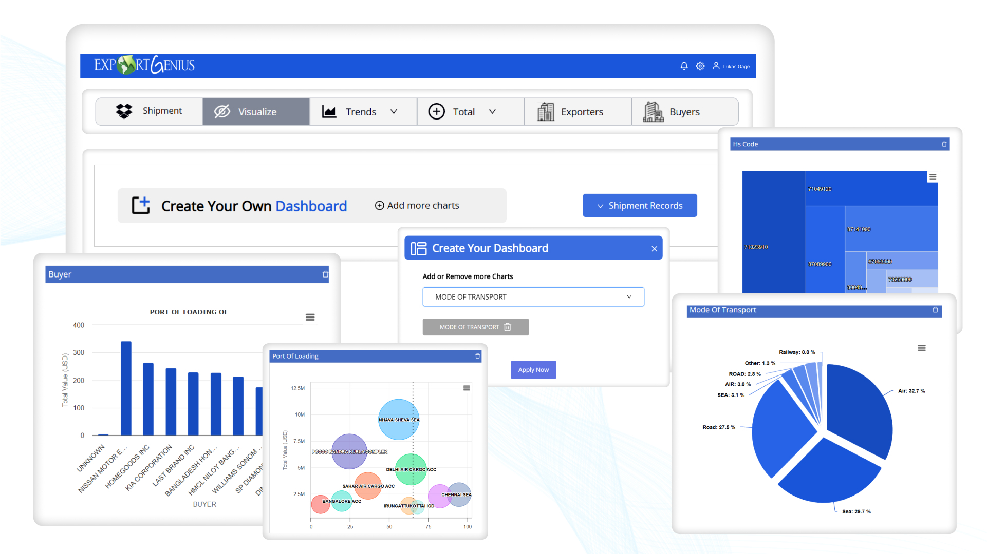 screenshot of Export Genius